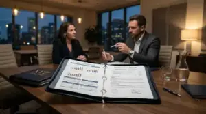 Insurance valuation charts on table