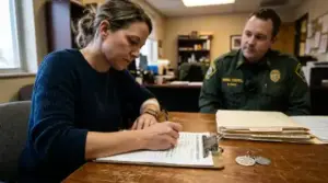 Person filling out incident report